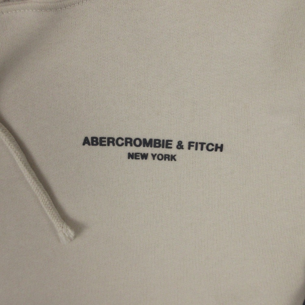 Abercrombie & Fitch Sweater Mens Medium Beige Fleece Pullover Hoodie Sweatshirt - Picture 2 of 15
